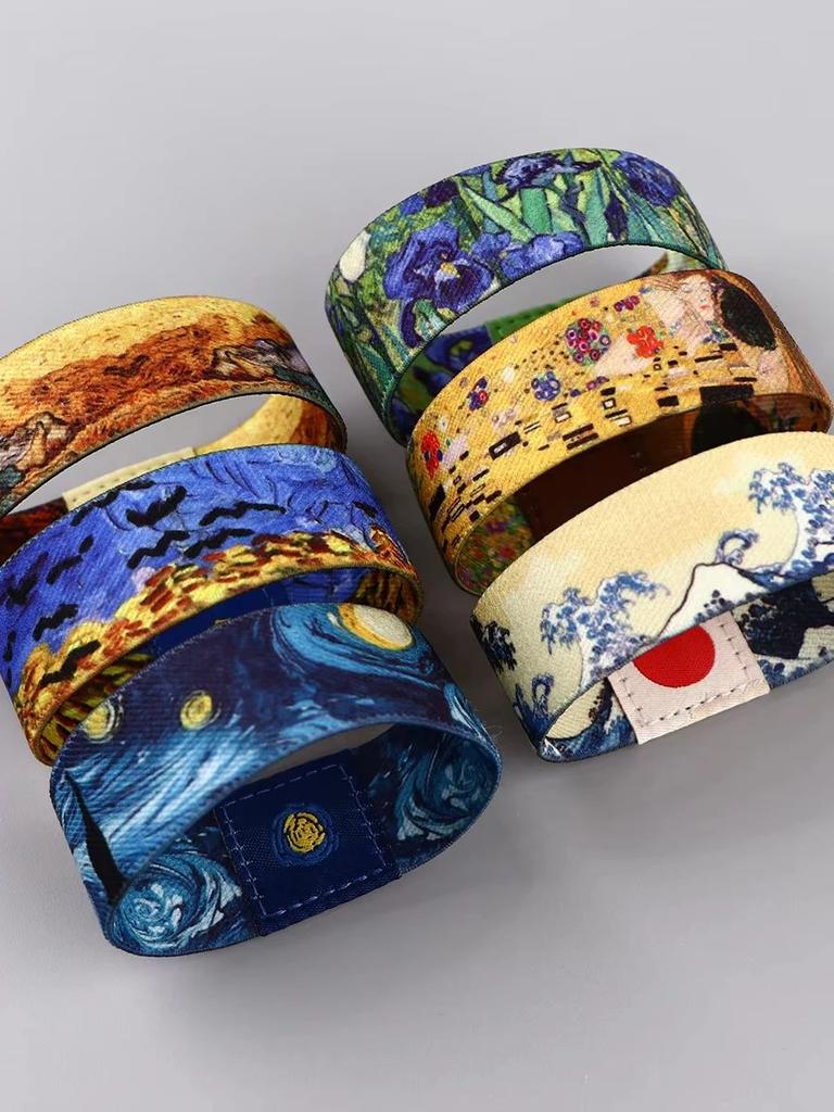 Japanese Waves Art Bracelet For Women Men Armband Sport Wristband Van Gogh Elastic Bangle Bracelets Fashion Accessories Gift