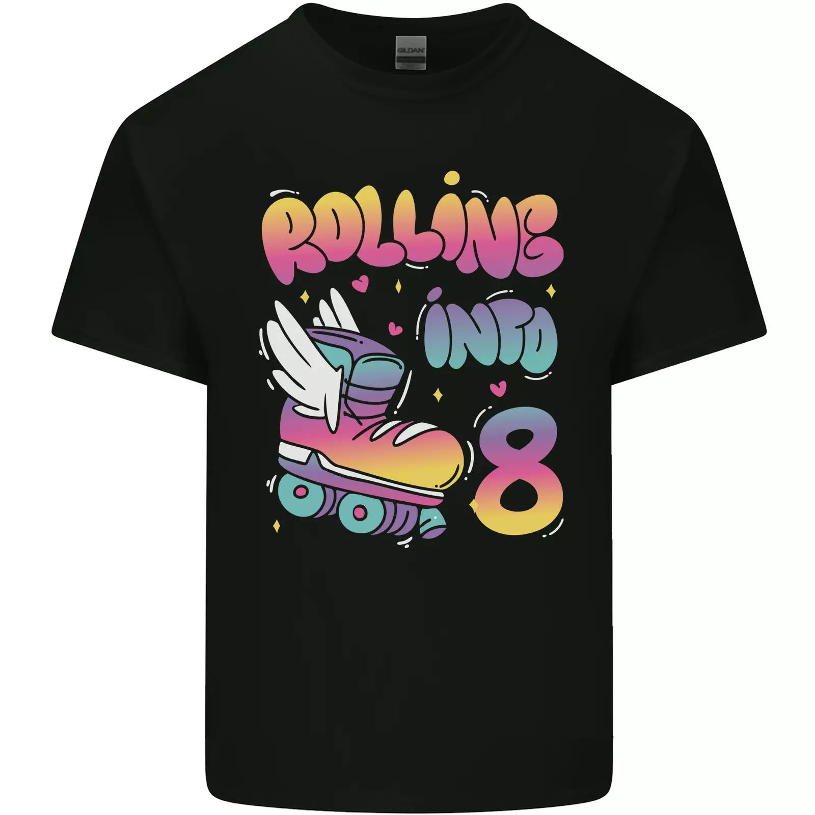 8th Birthday Roller Skating 8 Year Old Kids Boys Baby Children T-shirt Childrens 100