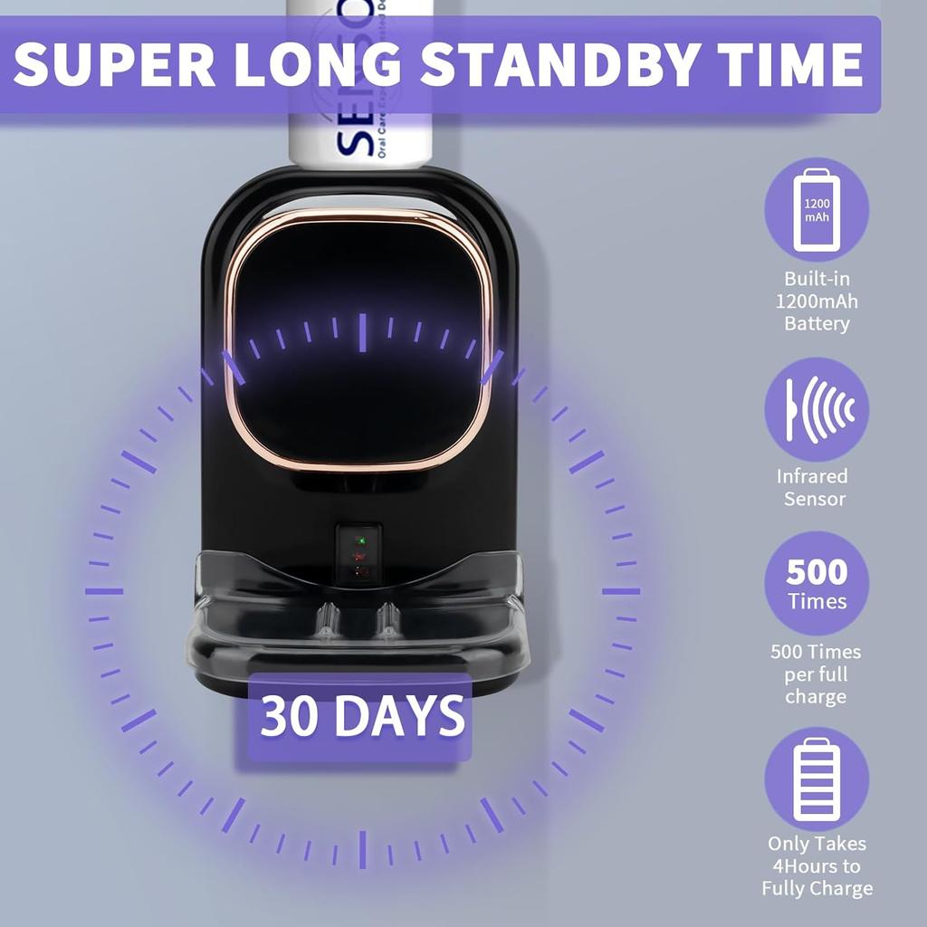 WIKHOSTAR Inteligentní dávkovač zubní pasty se 3 režimy Automatický senzor Elektrický nástěnný ždímač zubní pasty USB Odnímatelné příslušenství do koupelny