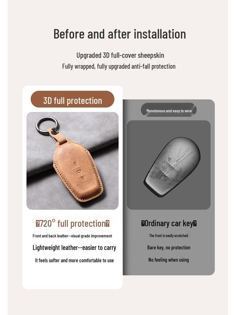 Nissan N7 Key Case Bag for 25 Models - Dongfeng New Energy Vehicle Remote Control Protective Leather Case with Buckle.