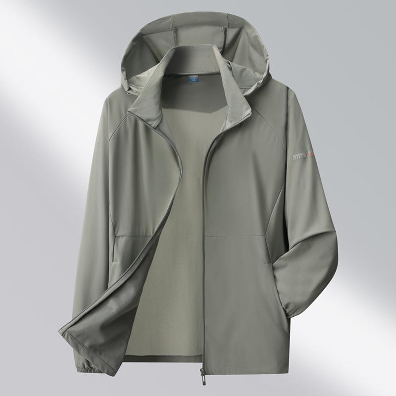 Ice Silk Sun Protection Clothing for Men In Summer, Thin, Breathable, Quick Drying, UV Resistant Hooded Sun Protection Jacket