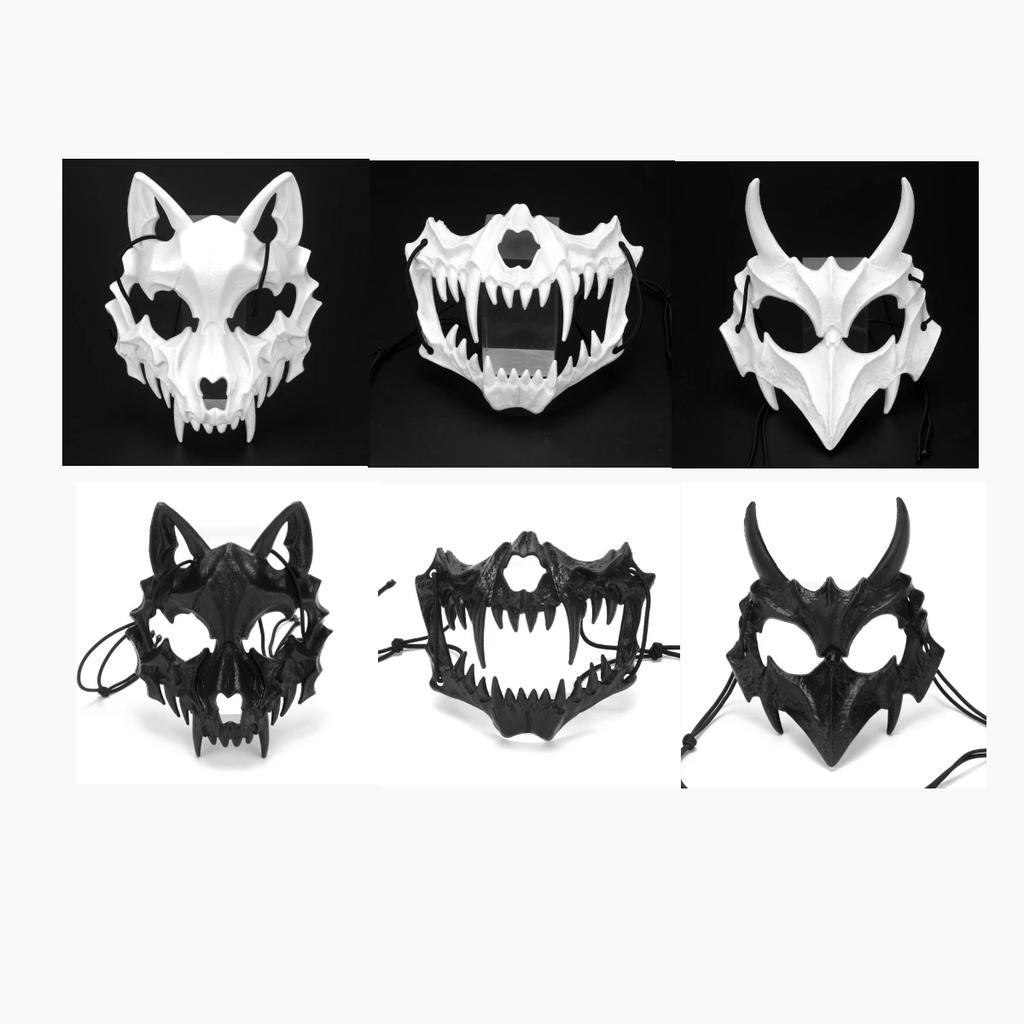 Halloween Schädel Party Maske Anime Drachen Gott Skelett Halbe Gesichtsmasken Knochen Schädel Tiere Maske Cosplay Tanz Prom Kostüm Requisiten