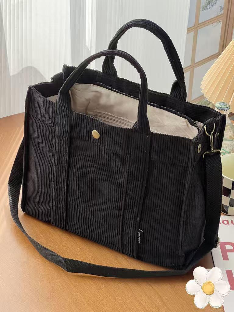 Damen Retro Cord Canvas Handtasche - Schulter- & Umhängetasche mit großer Kapazität