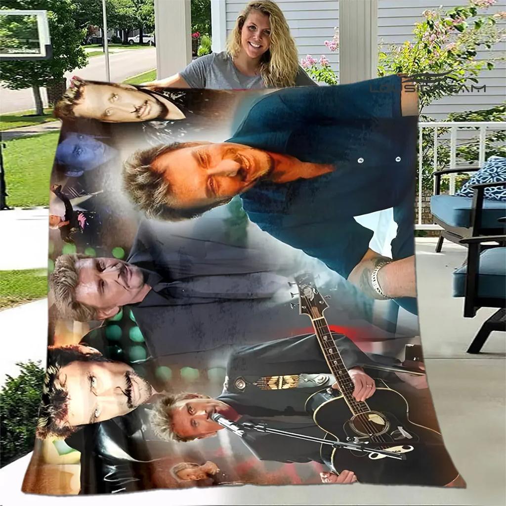 French rock star Johnny Hallyday print blanket picnic blanket vintage blanket home travel birthday gift bed blanket thin blanket