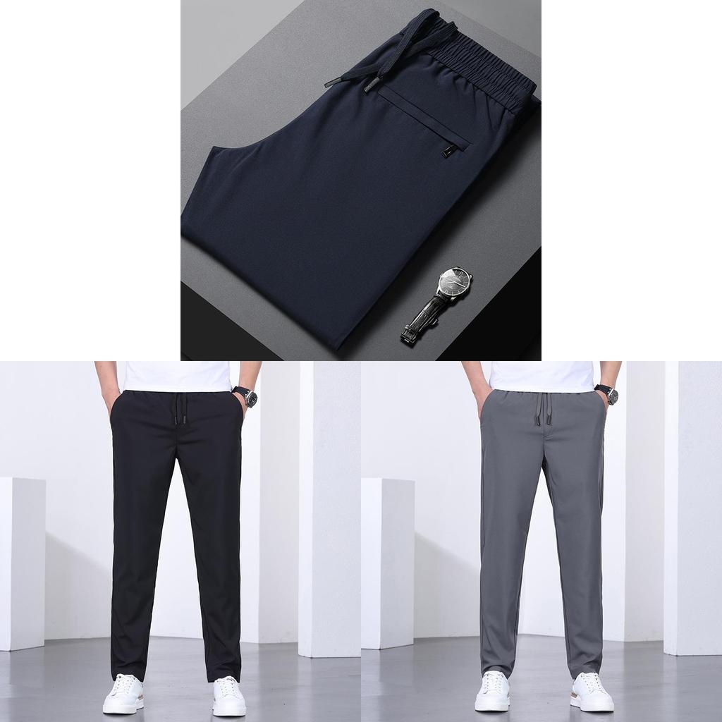 Coolfeel Mens Summer Thin Breathable Stretch Casual Pants With Drawstring Waist For Youth