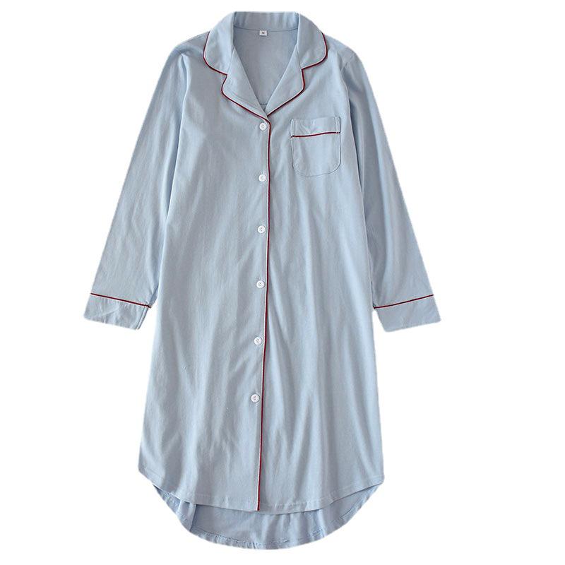 Japanese Style Women's Cotton Nightgown: Spring & Autumn Long Sleeve Cardigan Pajamas, Plus Size