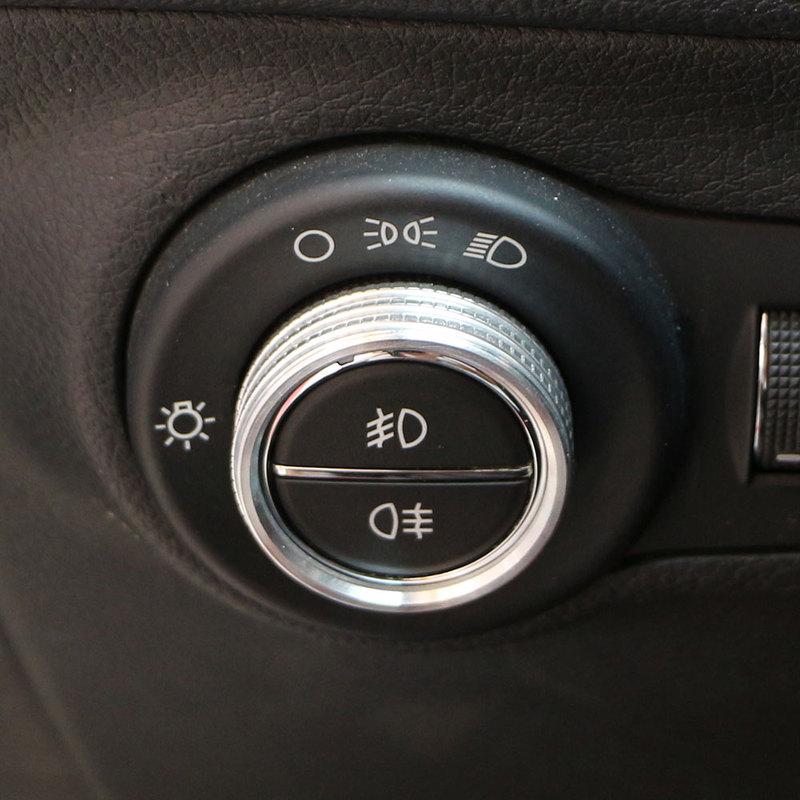 1Pc Aluminum Alloy Headlight Switch Knob Cover for Jeep Compass 2015 - 2025 Self-Adhesive Fog Light Switch Cover Decoration Set