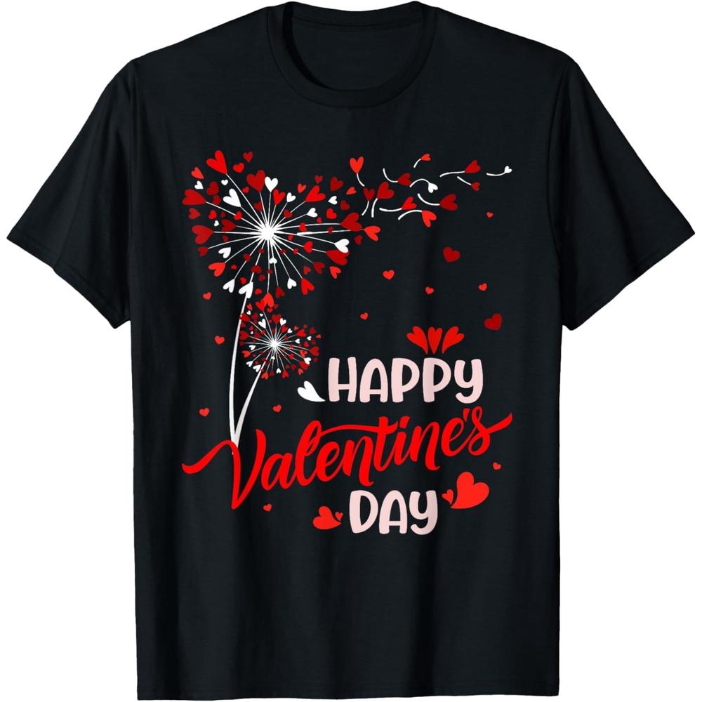 Happy Valentines Day Dandelion Heart Womens Girls Boys Girls Cotton Men T Shirt L чёрный
