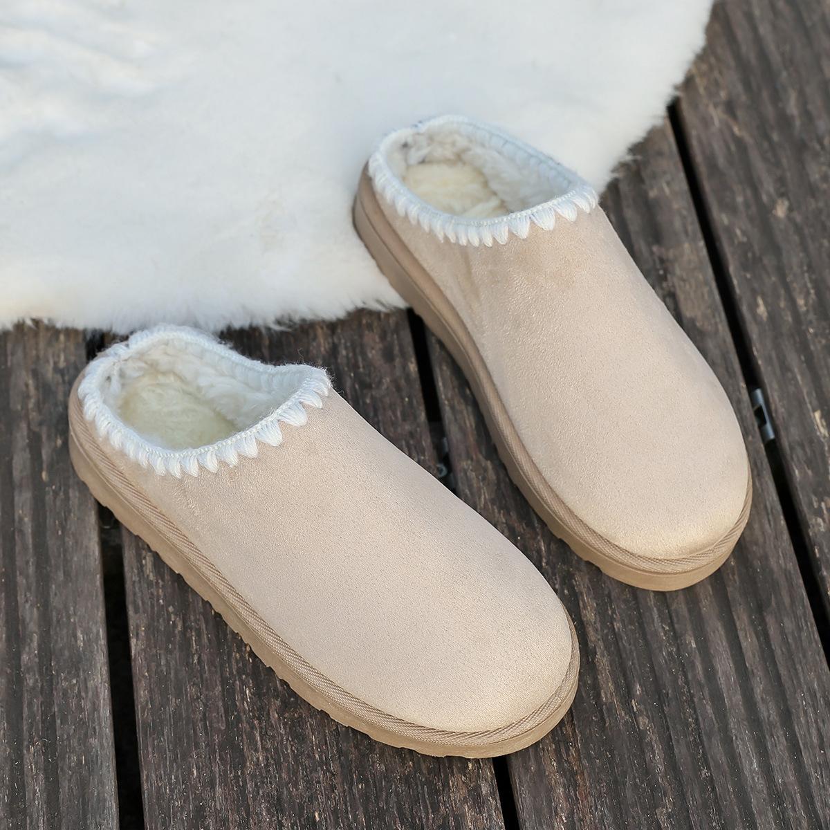 

New large size winter lace wind fashion cotton slippers men and women couples indoor and outdoor warm snow boots women 43