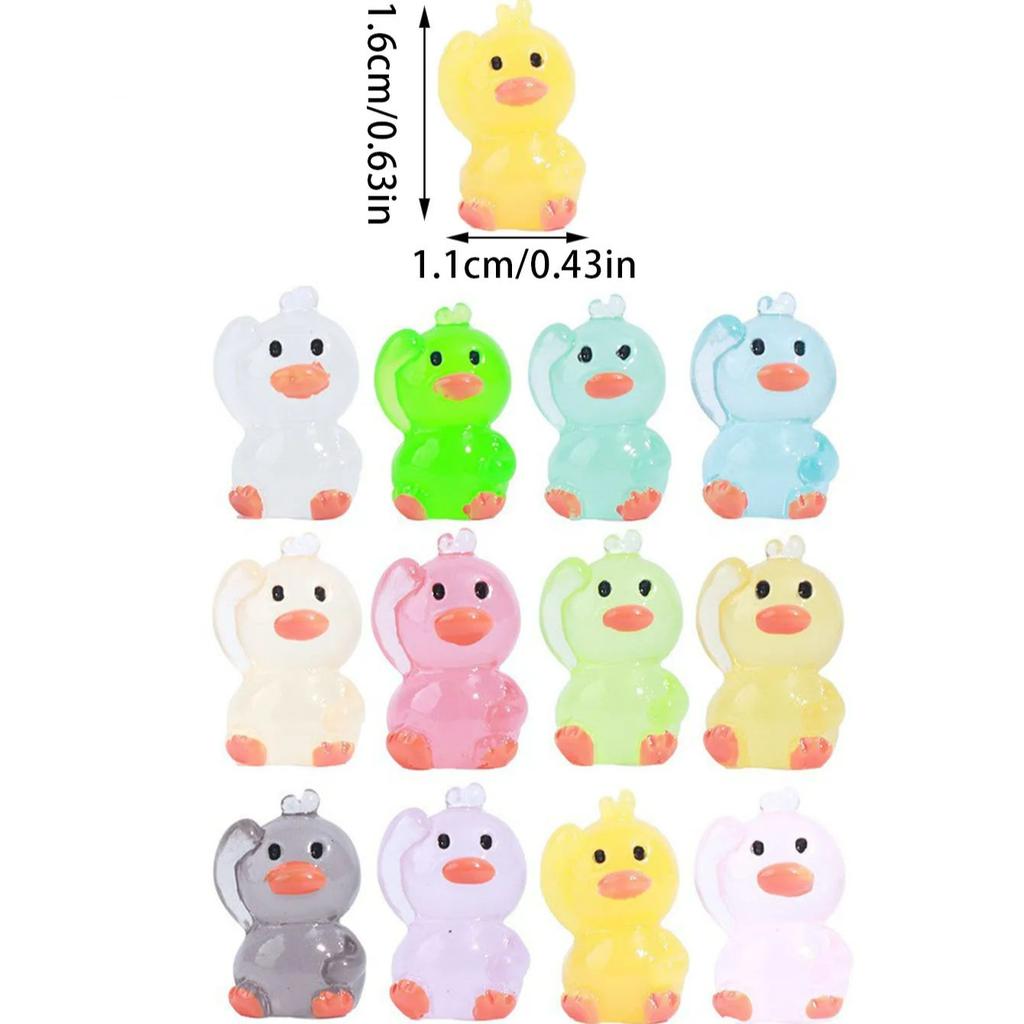 10 / 20pcs Luminous Mini Resin Ducks Tiny Duck Glow in The Dark Compact Miniature Waving Duck Figures Ideal for DO-IT-YOURSELF Fairy Garden
