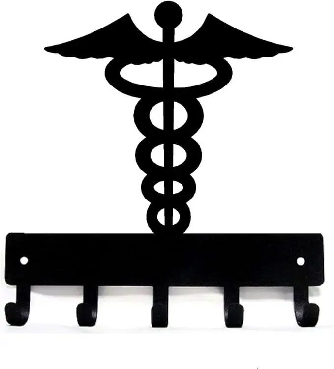 

1 шт. Кадуцей Доктор Медик металлическая стойка для ключей настенная вешалка для ключей художественный крючок для стены, железное искусство, вешалка для пальто бронзовый