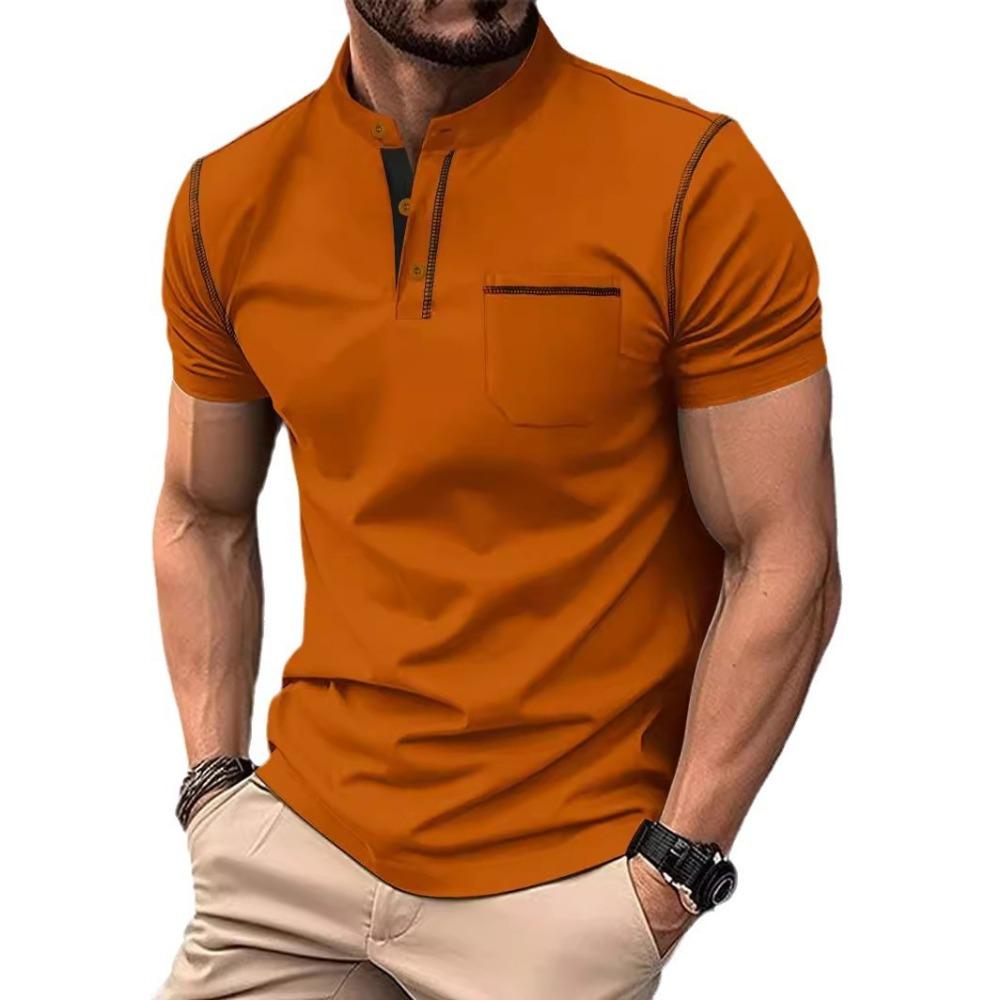Summer Men's Solid Color Short Sleeved Casual Top