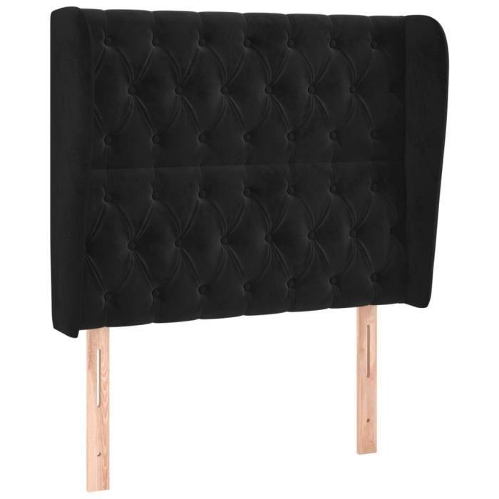 VidaXL Tête de lit avec oreilles Noir 93x23x118-128 cm Velours3118330