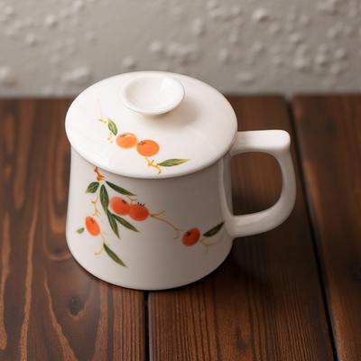 Handbemalte Kaki Kaki Ruyi Unterglasurfarbe gebrühte Teetasse Tee-Wasser-Trennung Keramik-Wasserbecher Büro hochwertiger Kaffeebecher