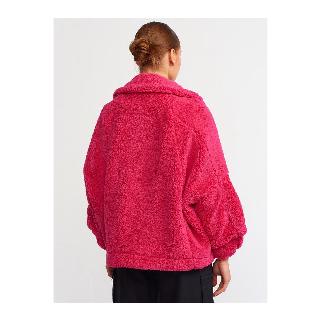 6821 Palton de pluș-bej închis