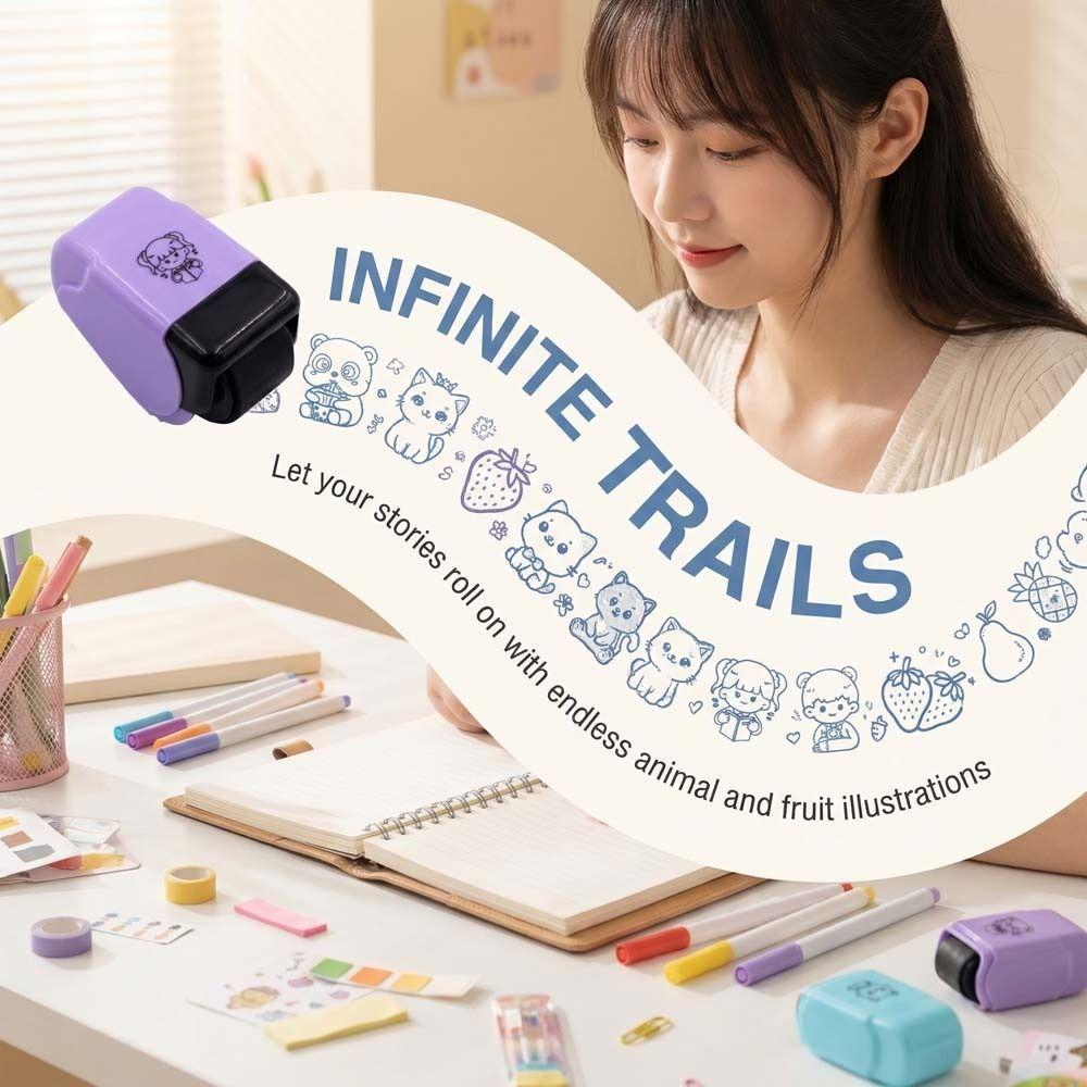 Drawing Doodle Graffiti Animals Rolling Stamp Roller Sealing DIY Handcraft Cartoon Roller Seal Fruit Panda