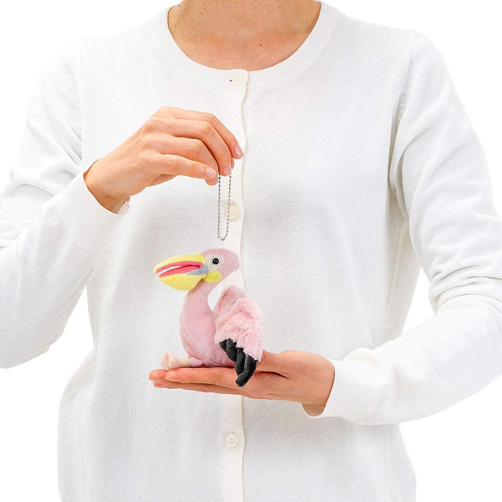 COLORATA Plysjmaskot, Hvitpelikan (Realistisk fugl med kjede) - Søt Fugl Nøkkelring Dukke, Gave (Dobbelt testet)  Julegave
