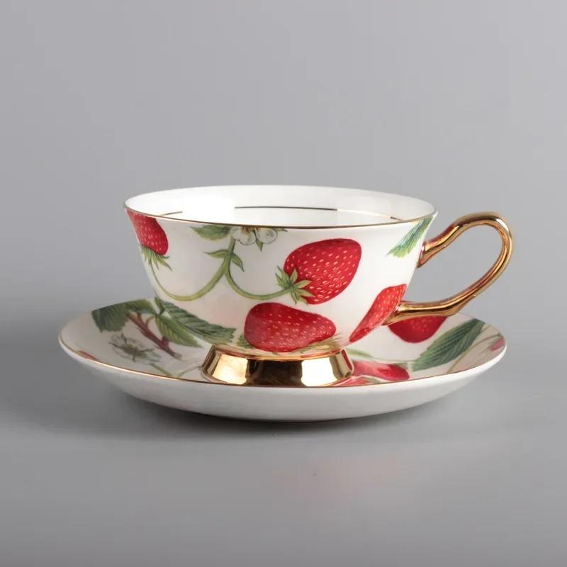 Coffee Cup Saucer High-end Exquisite Nordic Home British Pastoral Fashion Afternoon Tea High Bone China Ceramic Cup Red Tea Cups
