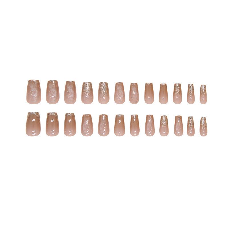 24 Glitter Smudged T-Shape Ballet Nail Art Stickers - Medium Length, Easy to Apply & Remove