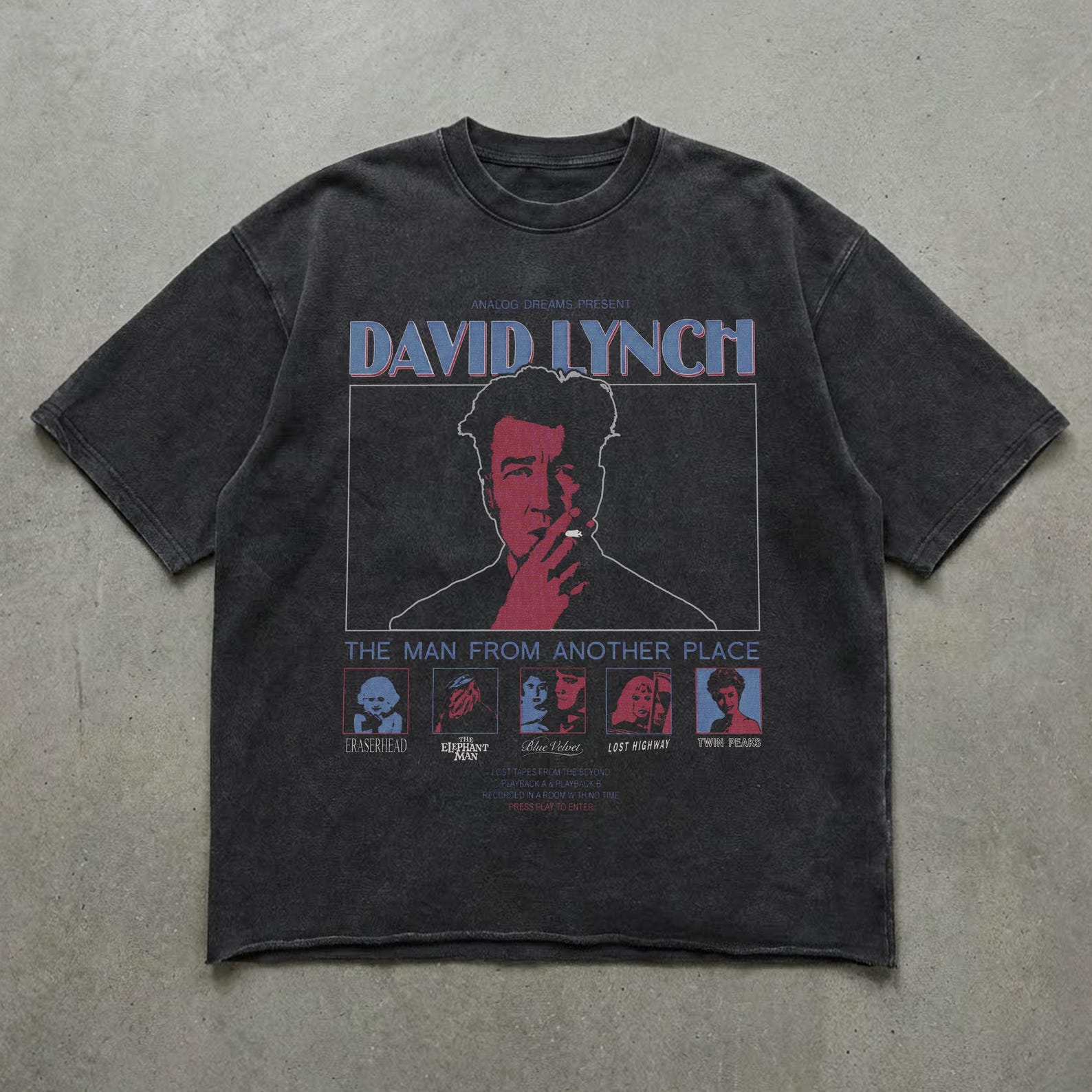 David Lynch Graphic T-Shirt | Faded Surreal Cinema Art Tee | Cult Film Streetwear Shirt 2XL