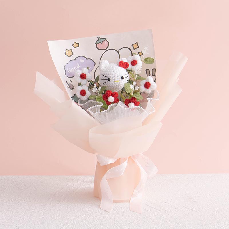 Hand-Knitted Rose Yarn Bouquet - Perfect Birthday or Festival Gift for Friends and Teachers