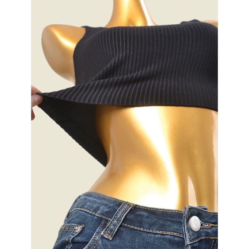 Foreign Trade Original Order Square Collar Vest Fashion Wind Black Bandage Silm Short Knitting Midriff-Baring Top Accessible Luxury Card
