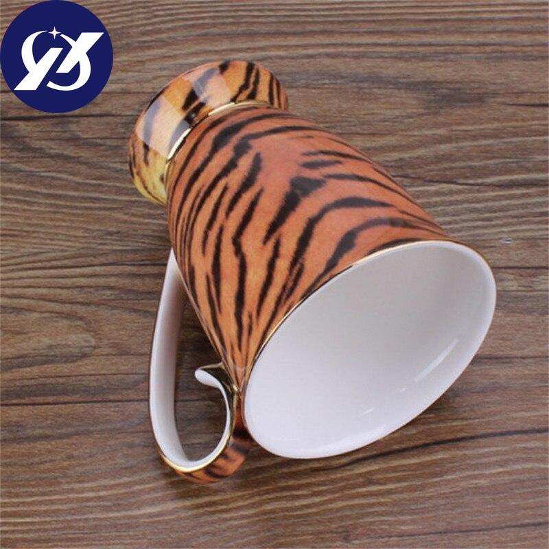 Nordisk Fas på Keramisk Kaffekrus Kreativt Porselen Leopard Håndtak Frokost Melk Te Kopp Kontor Vannflaske Drikkeglass