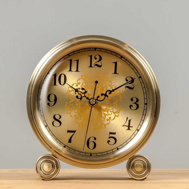 20X19X5.5CM  European Home Creative Mechanical Pendulum Desk Clock Metal Table Sitting Clock for Living Room Enhanced