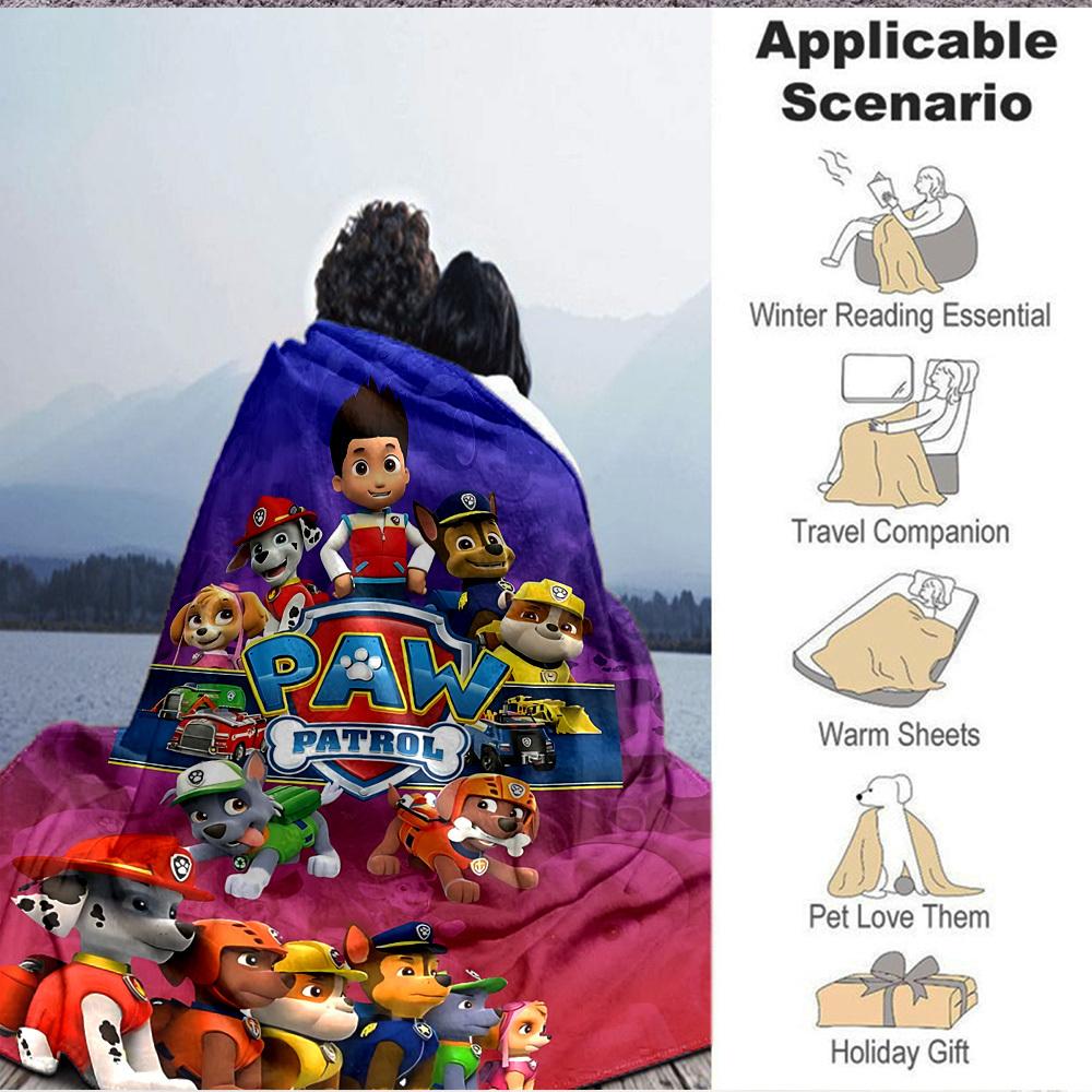 1pc Paw Patrol Characters Soft & Warm Flannel Blanket, Multi-Purpose Throw Blanket for Couch, Sofa, Office, Bed, Camping, Travel 122