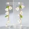 2026 Fashionable Women'S Jewelry : Lily Of The Valley & Pearl Green Ear-Cuff Bracelet And Long Earrings