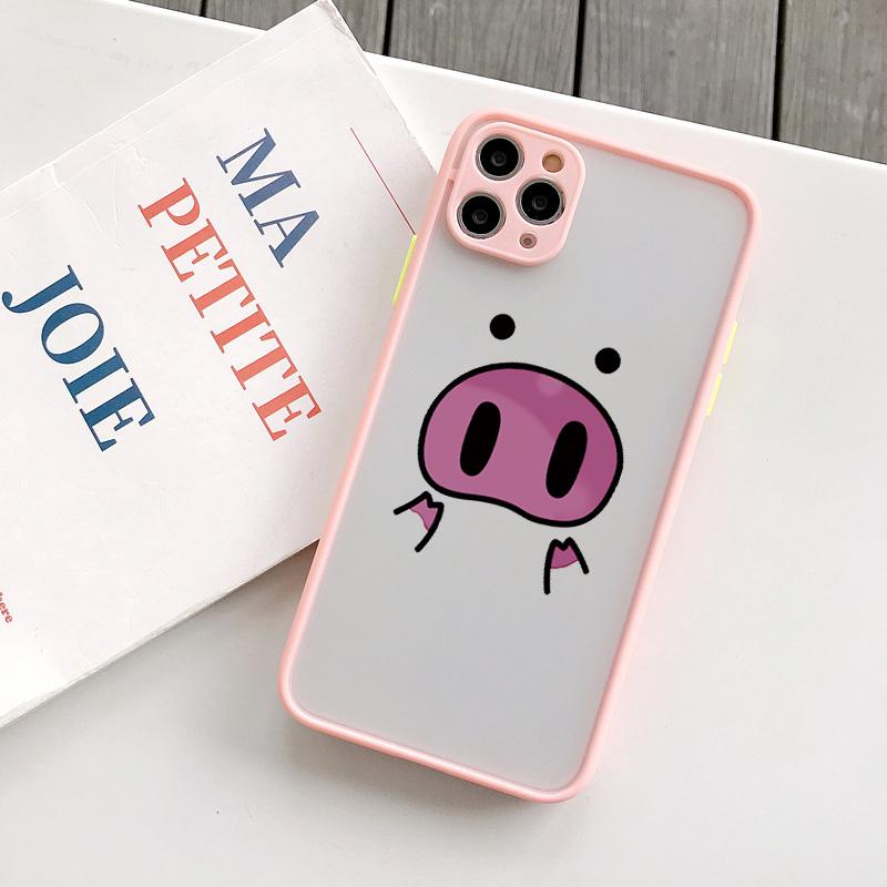 Bumper Phone Case For iPhone 16 12 11 14 13 15 Pro Max 16 7 8 Plus SE2020 X XR XS Cute Cartoon Pig Camera Protection Back Cover
