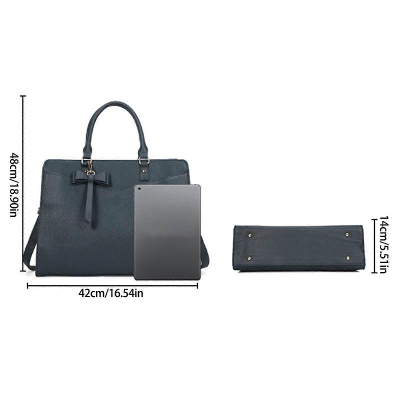 Elegant Laptop Carrying Bag for Women Professional PU Leather Shoulder Crossbody Purse Spacious Business Work Bag  Dark green