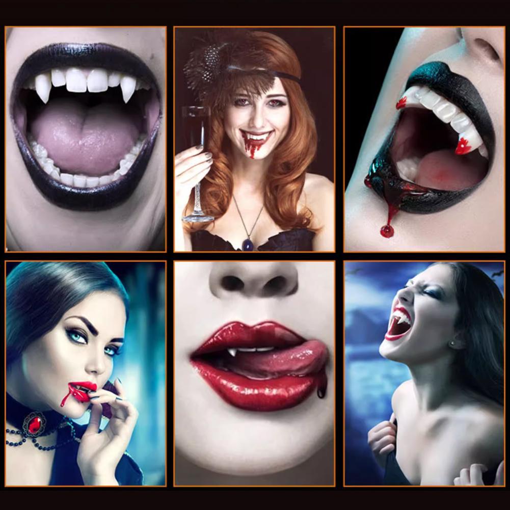 Retractable Vampire Teeth Vampire Fangs Reusable Anti-Fall for Halloween Dress Up