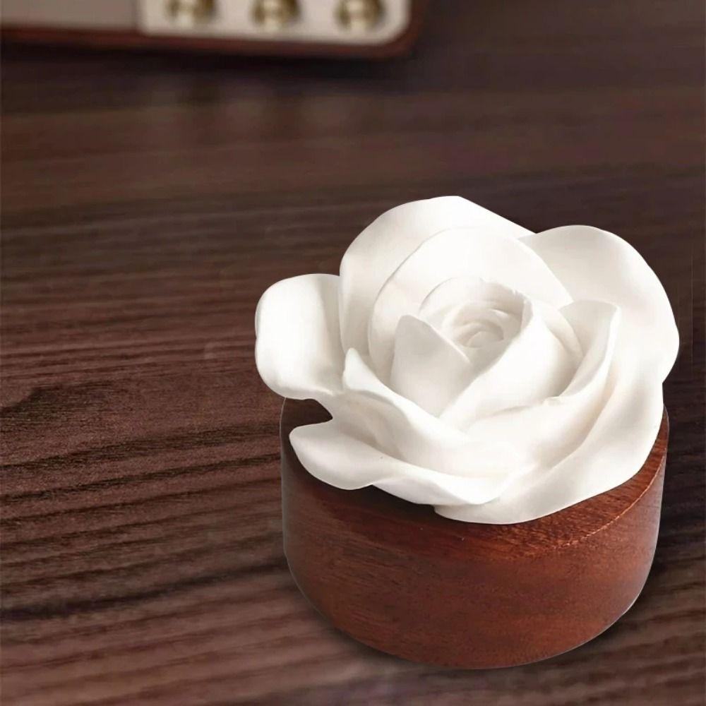 Handmade Flower Aromatherapy Diffuser Wooden Base Perfume Diffuser Stone  Room Decor