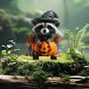 Yousheng Halloween Raccoon Yard Stake Raccoon And Pumpkin Sign with Stakes Fall Decoration Stake for Home Courtyard Garden Patio Decoration
