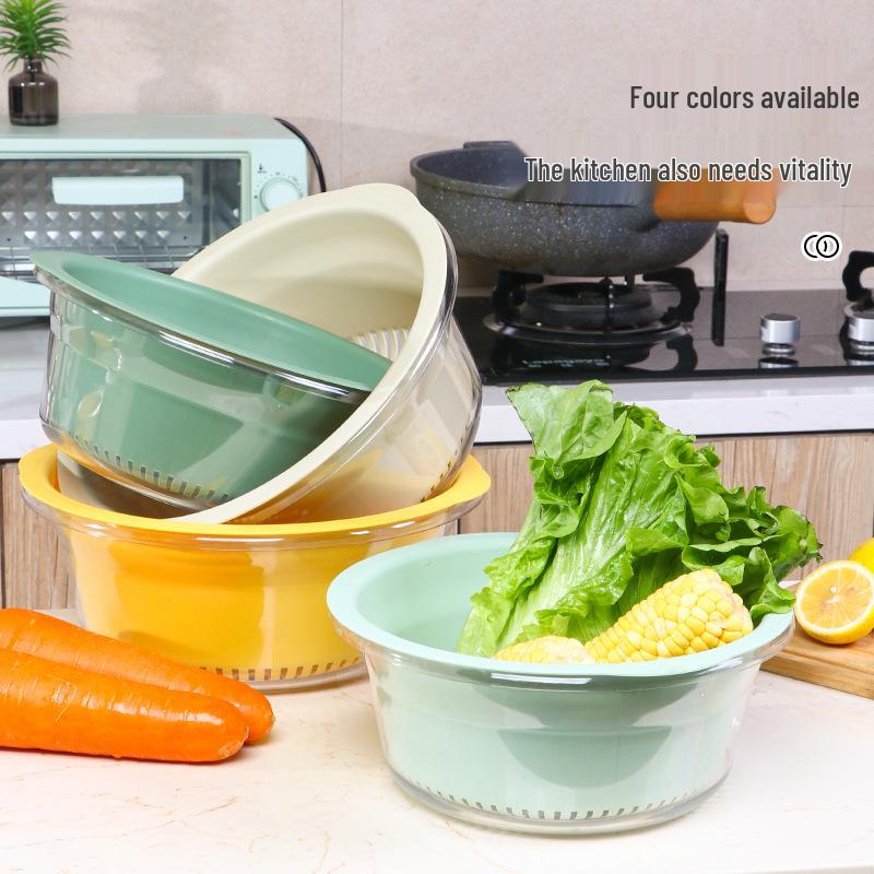 Double-Layer Large Capacity Kitchen Colander & Washing Basin