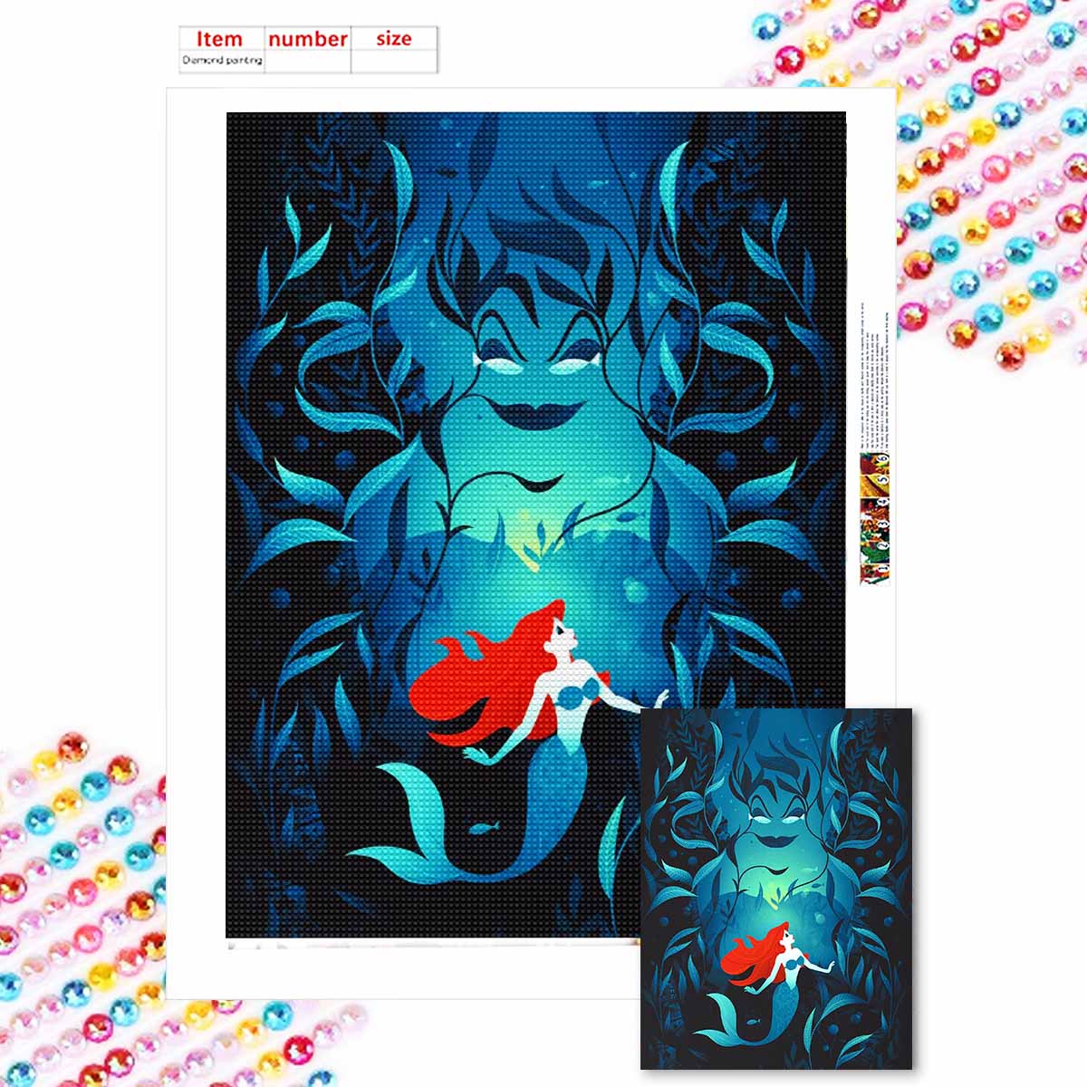 

Full Round Diamond Painting Mermaids and Witches Art Rhinestone Picture Mosaic DIY 5D Cross Stitch Embroidery Home Decoration Round 20x30cm