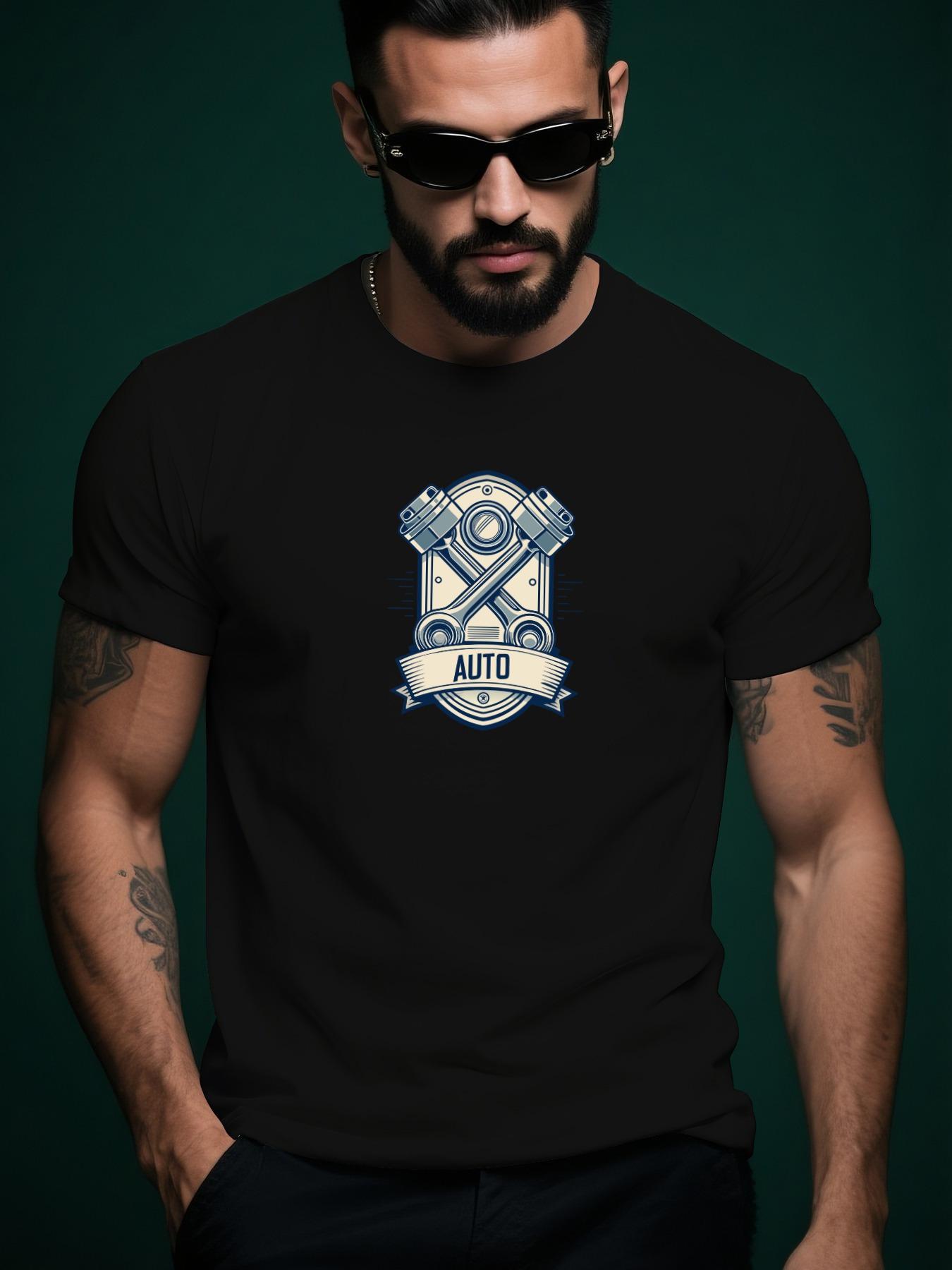 Auto-Logo with Piston-Engine Machine Graphic Tshirt - Gre... XXL