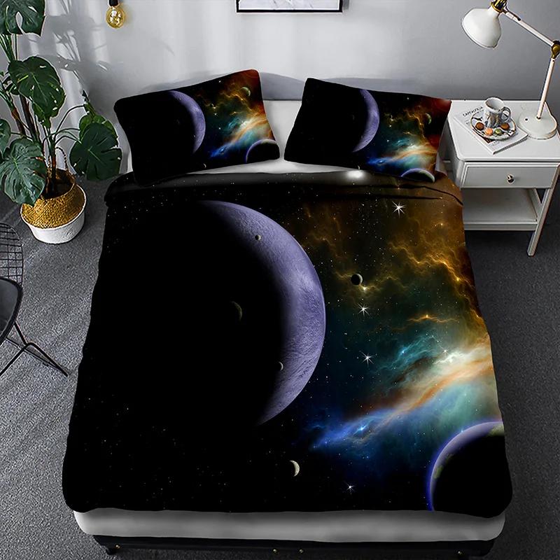 Set cuvertură de pat Galaxy Star 3d Space Star Cu o singură dublă Twin/Queen 2 buc/3 buc Seturi de lenjerie de pat Univers cu tematică în spațiul cosmic
