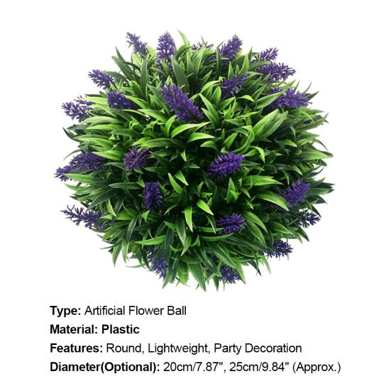 20/25cm Artificial Plastic Lavender Flower Ball Garden Wedding Ceremony Decor