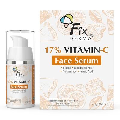 Fixderma 17% Vitamin C Face Serum for Glowing Skin | Retinol | Skin Brightening Vit C Serum for Women and Men | Anti Aging Night | Niacinamide - 15g