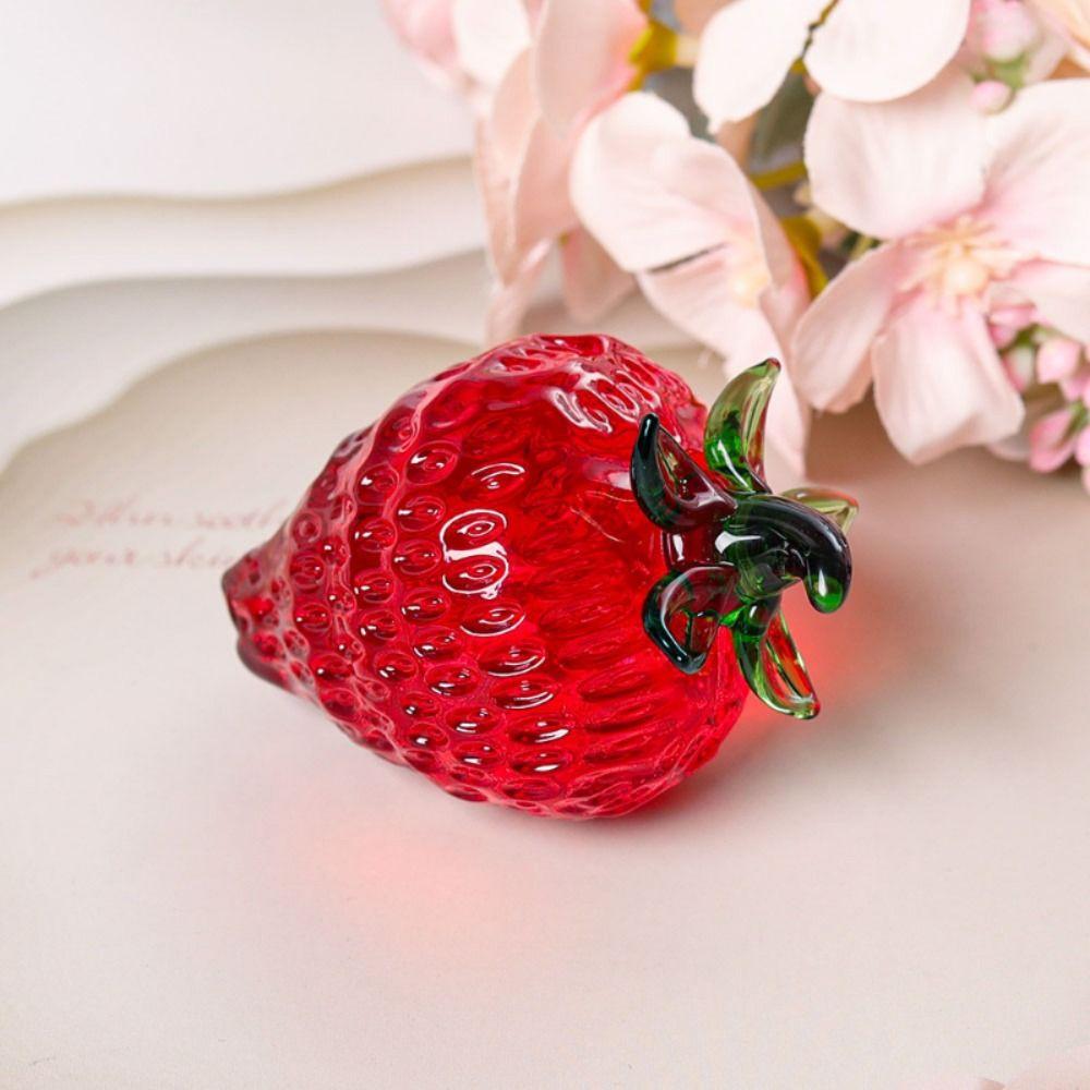 Mascot Strawberry Sculpture Small Children's Toys Light Luxury Crystal Strawberry  Home Decoration