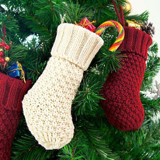 Weihnachtsstrümpfe, verschleißfest, große Kapazität, einfarbig, gestrickte Strümpfe, Weihnachtsbaum-Hängedekoration