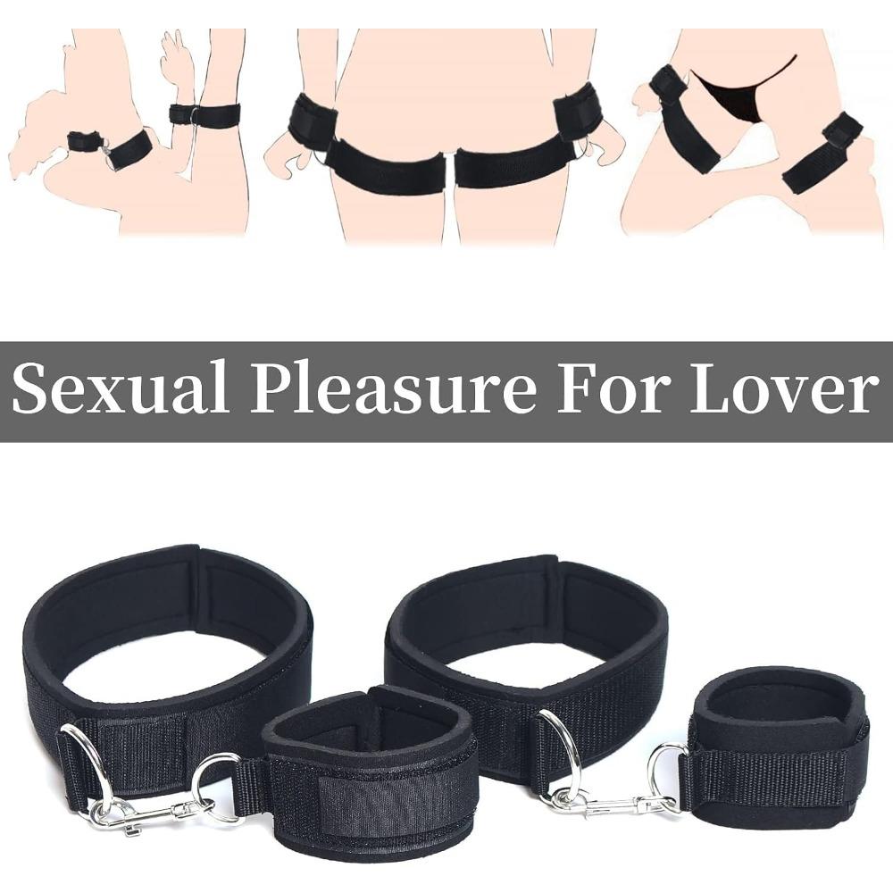 Sex Bondage Wrist & Thigh Cuffs BDSM Restraints Set, Sex Toys for Women with Adjustable Leg Straps Handcuffs for Couple Beginner SM Game Play