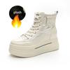 Fashion 9cm New Down Genuine Leather Women Snow Ankle Booties Platform Wedge Hidden Heels Warm Women Autumn Spring Casual Boots Shoes
