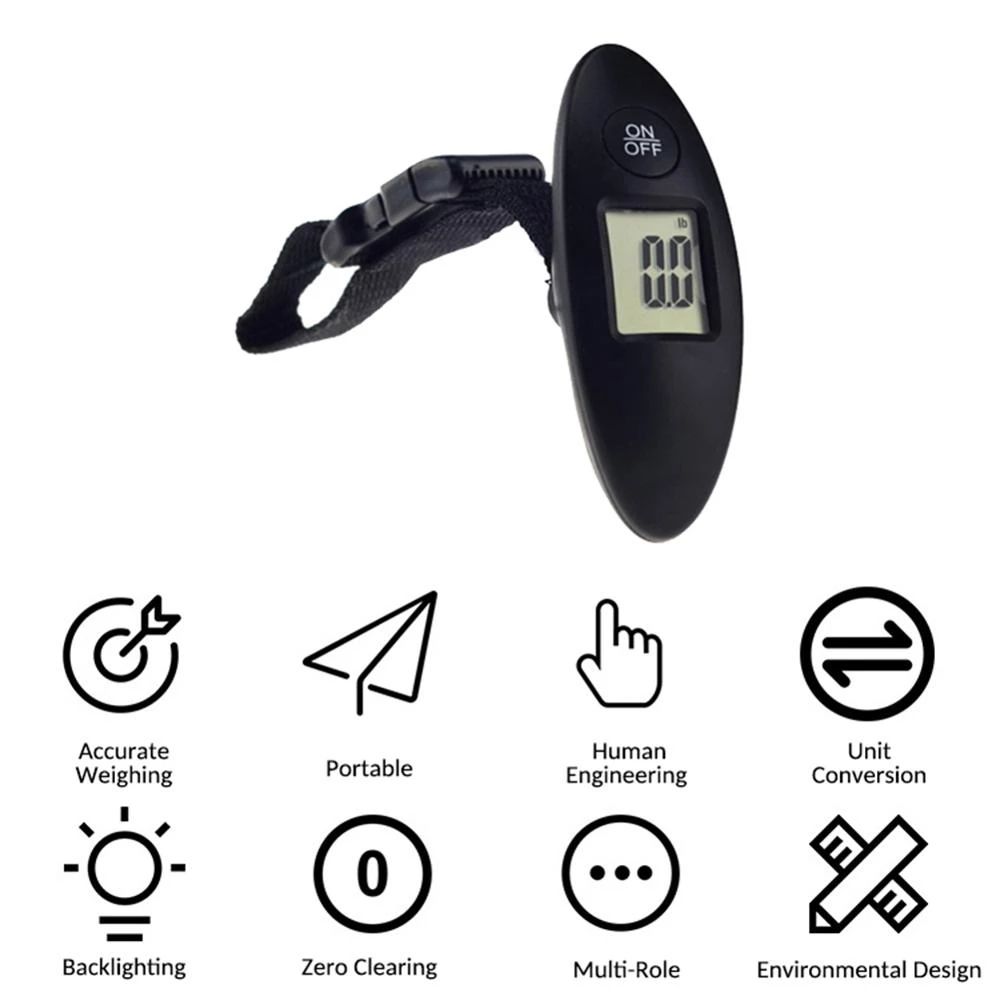 

Fish Hook Hanging Scale Suitcase Scale Digital Electronic Luggage Scale Travel Bag Scale LCD серебряный