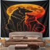 "Fiery Wolves Under Full Moon" Pattern Wall Hanging Tapestry Decorative Tapestry Home Decor for Bedroom and Living Room