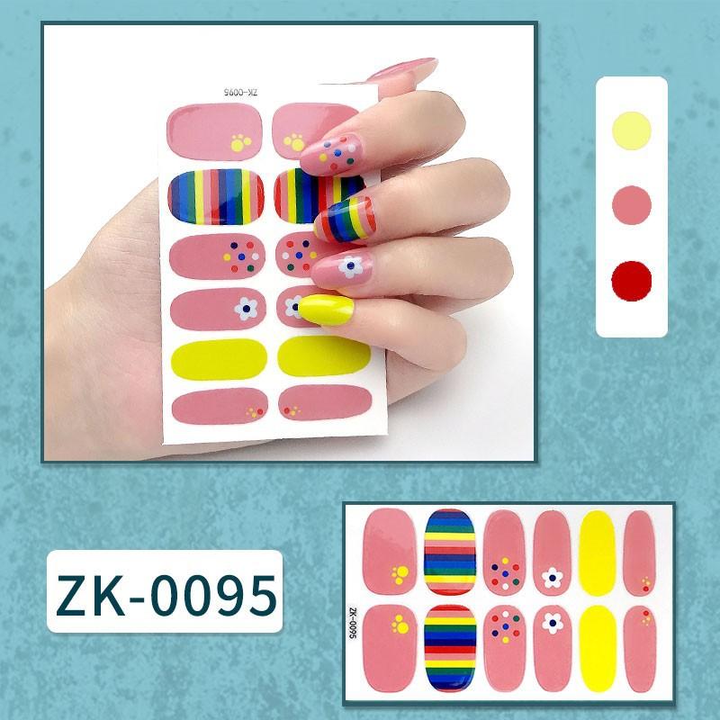 12-finger White No-Bake Nail Decal Fully Coated with Waterproof Long-lasting Nail Patch Simple Wind Nail Polish Adhesive