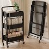 Home Living Room Snack Storage Cart with Iron Frame, Reading Stand by Desk, Backpack Holder KTY