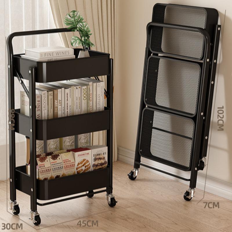 Home Living Room Snack Storage Cart with Iron Frame, Reading Stand by Desk, Backpack Holder KTY